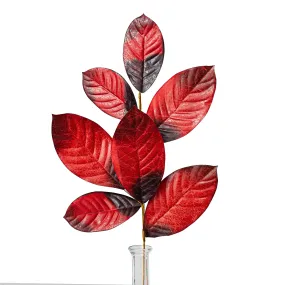 24" Magnolia Leaves Spray: Red