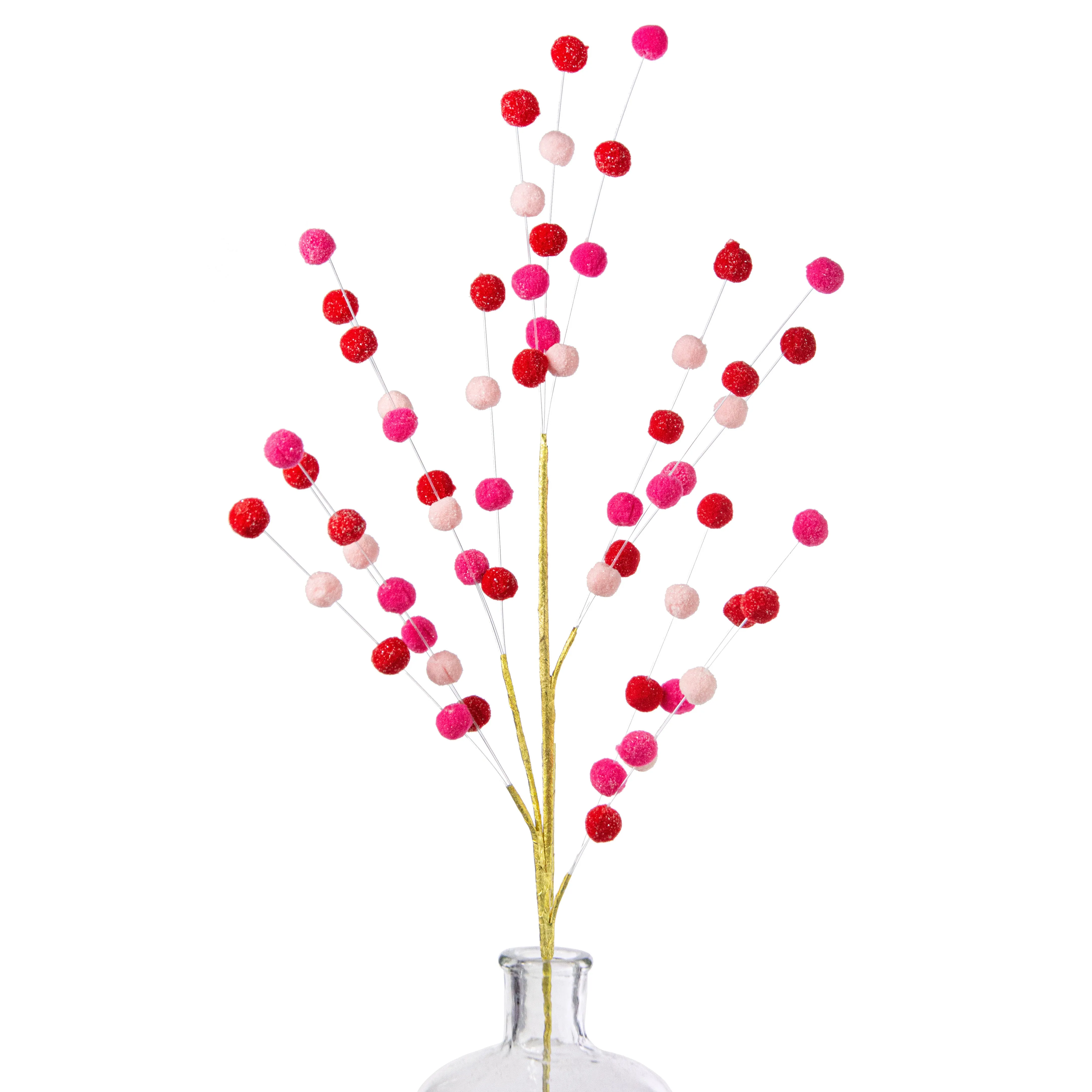 29" Felt Ball Spray: Pink, Fuchsia, Red