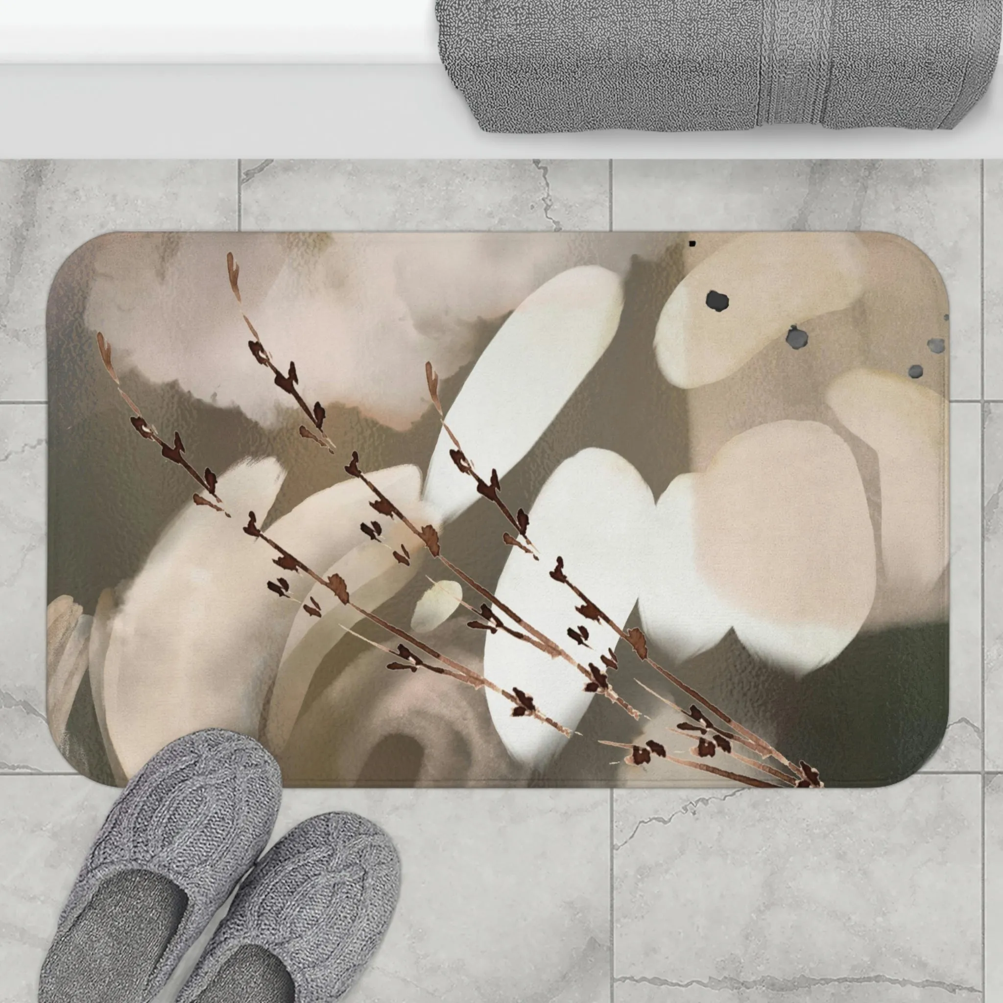 Abstract Bath Mat | Taupe Brown Beige, Organic