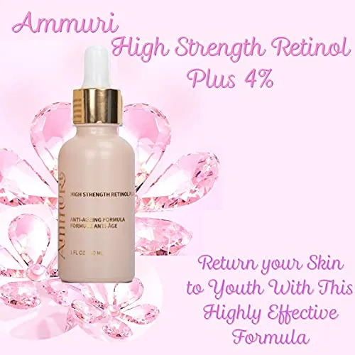 Ammuri Retinol Serum (4% Retinol) PLUS HIGH STRENGTH ANTI AGING Formula for Anti Wrinkles & Acne 4% Retinol