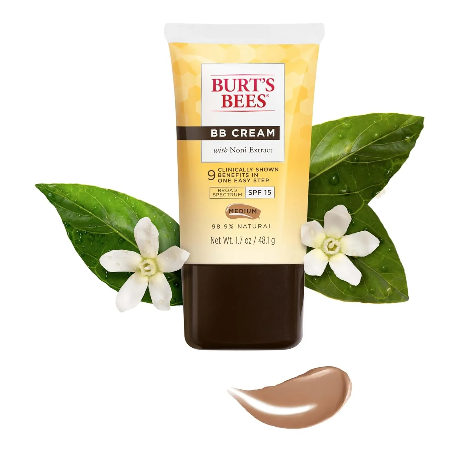 Burt's Bees BB Cream - Hydrating, Anti-Wrinkle, SPF 15, 98.9% Natural - Medium, 1.7 oz