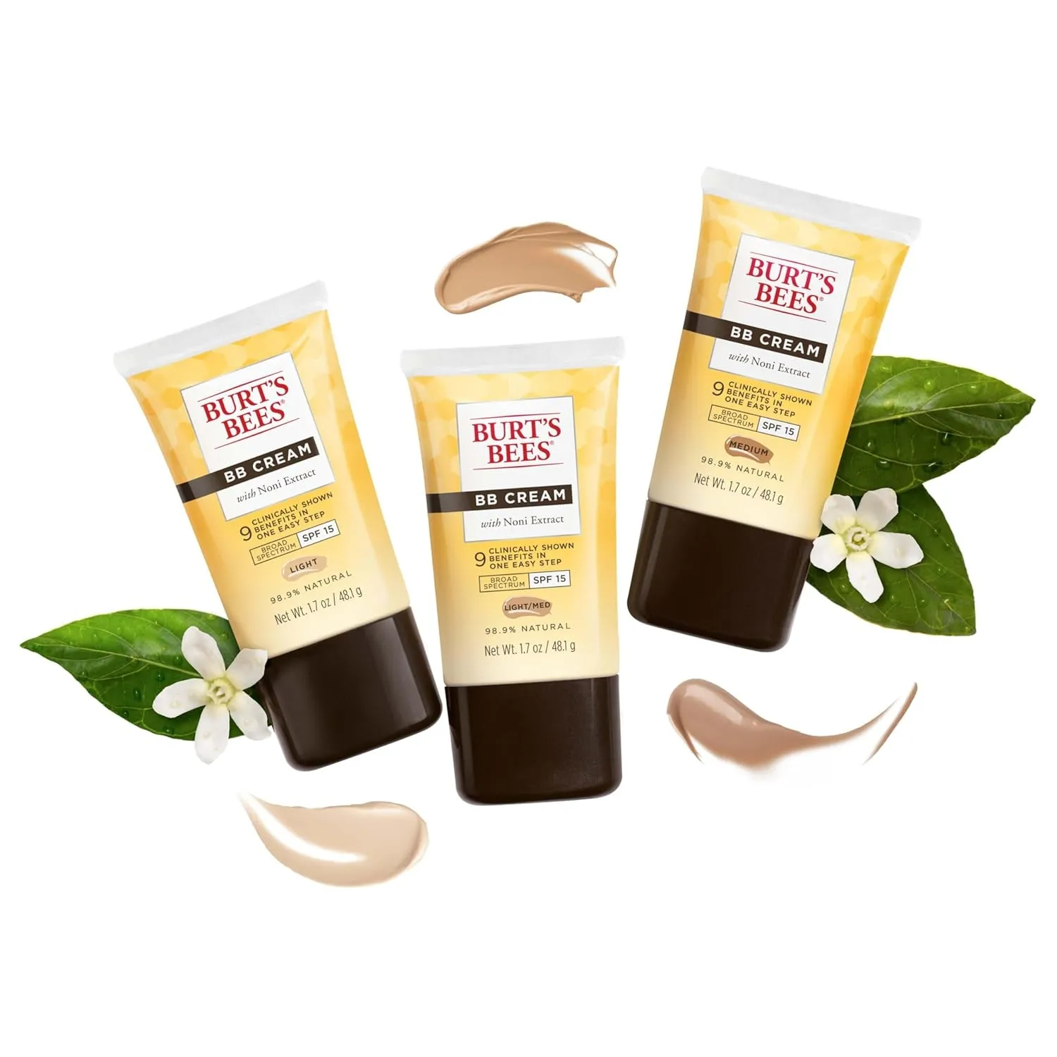 Burt's Bees BB Cream - Hydrating, Anti-Wrinkle, SPF 15, 98.9% Natural - Medium, 1.7 oz
