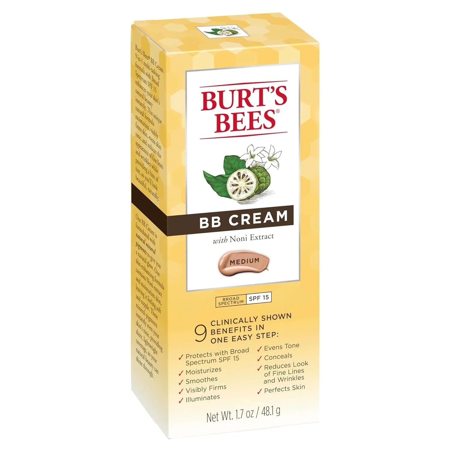 Burt's Bees BB Cream - Hydrating, Anti-Wrinkle, SPF 15, 98.9% Natural - Medium, 1.7 oz
