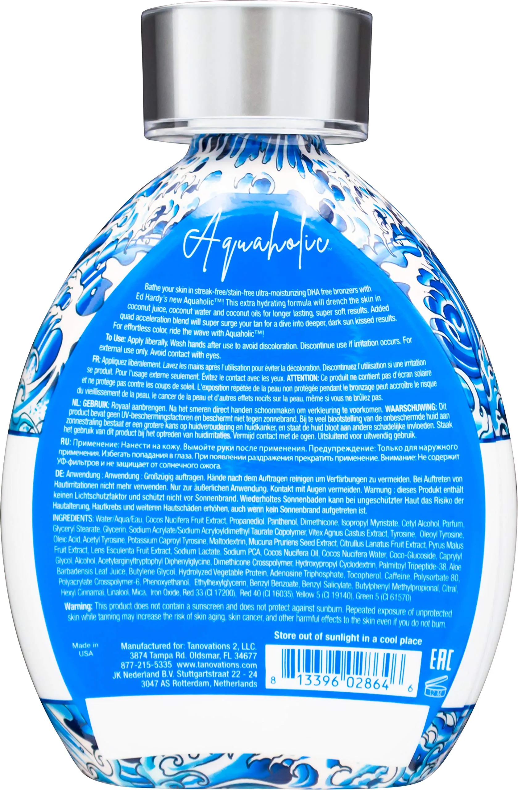Ed Hardy Tanning Aquaholic - Coconut Surge Natural Bronzer Tanning Lotion 13.5 oz.