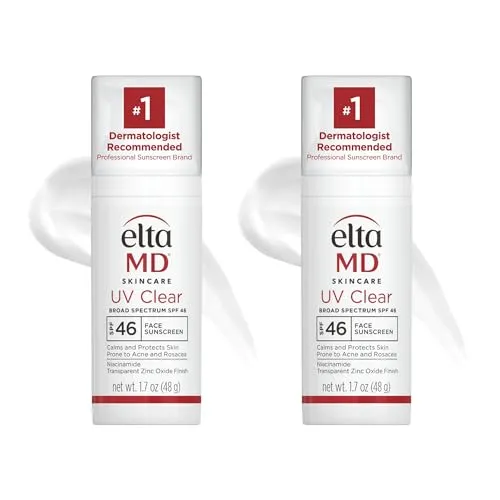 EltaMD UV Clear Face Sunscreen, Protects and Calms Sensitive Skin and Acne-Prone Skin, Lightweight, Silky, Dermatologist Recommended