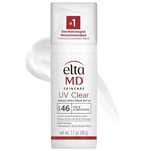 EltaMD UV Clear Face Sunscreen, Protects and Calms Sensitive Skin and Acne-Prone Skin, Lightweight, Silky, Dermatologist Recommended