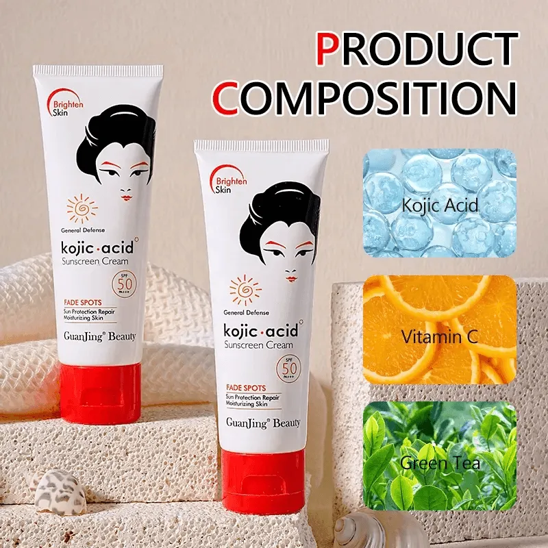 Guanjing Beauty Fade Spots Kojic Acid Sunscreen Cream SPF50     - 80g