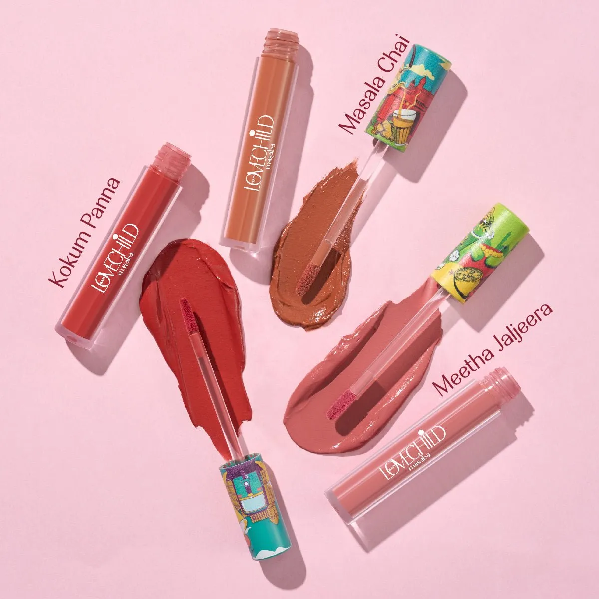 LoveChild Masaba - Neenaji's Fav Lip Creme Combo | Meetha Jaljeera, Masala Chai & Kokum Panna Combo