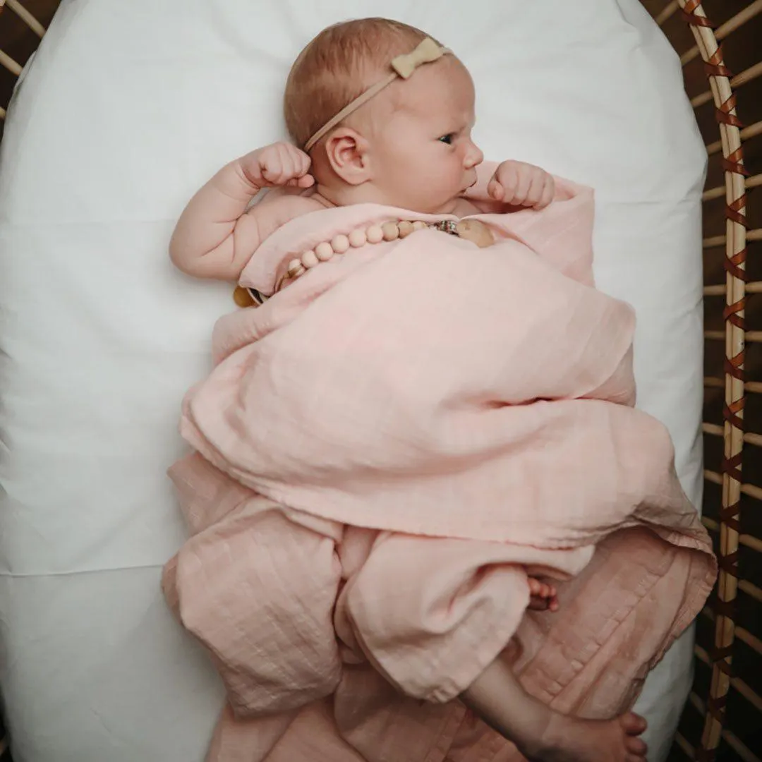 Mushie Organic Muslin Swaddle - Blush