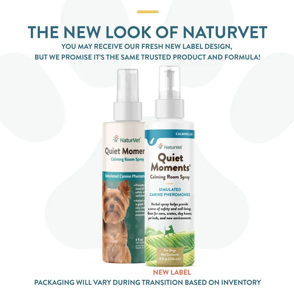 NaturVet Quiet Moments Herbal Calming Room Spray  for Dogs, 8-oz