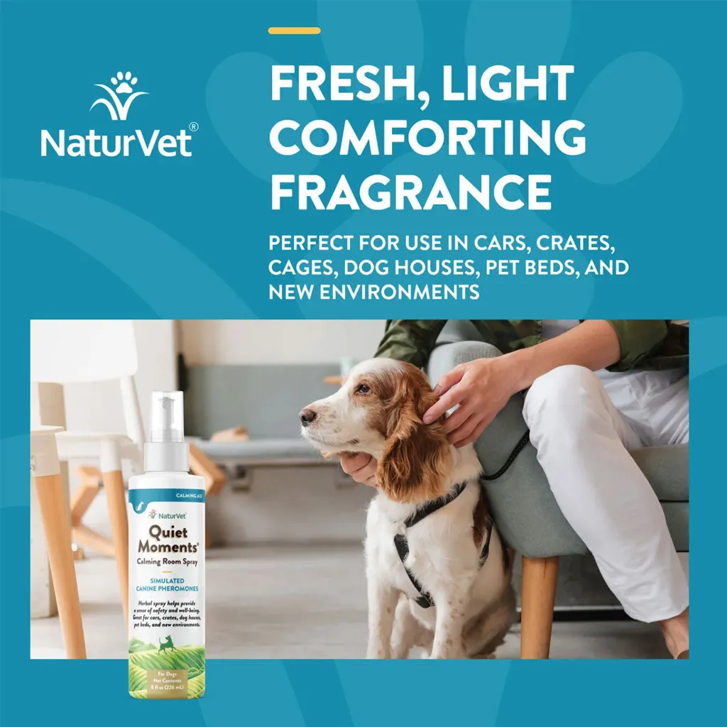 NaturVet Quiet Moments Herbal Calming Room Spray  for Dogs, 8-oz