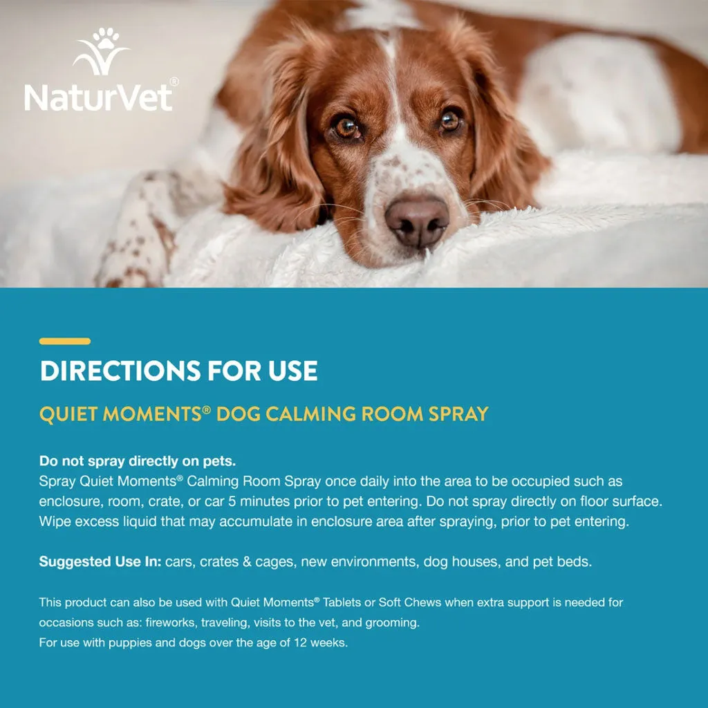 NaturVet Quiet Moments Herbal Calming Room Spray  for Dogs, 8-oz