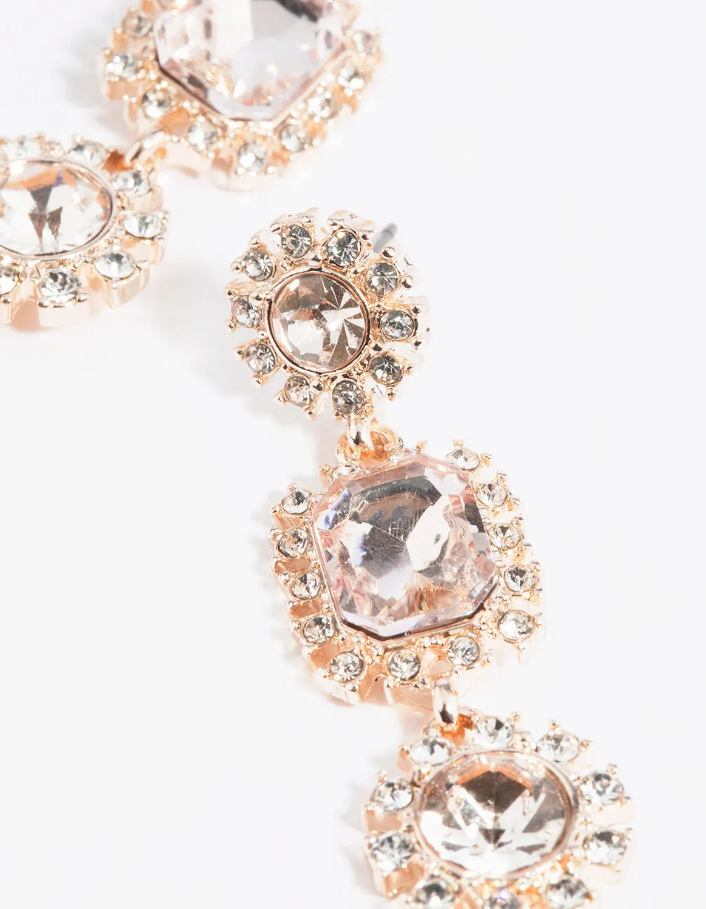 Rose Gold Pink Stone Drop Earrings