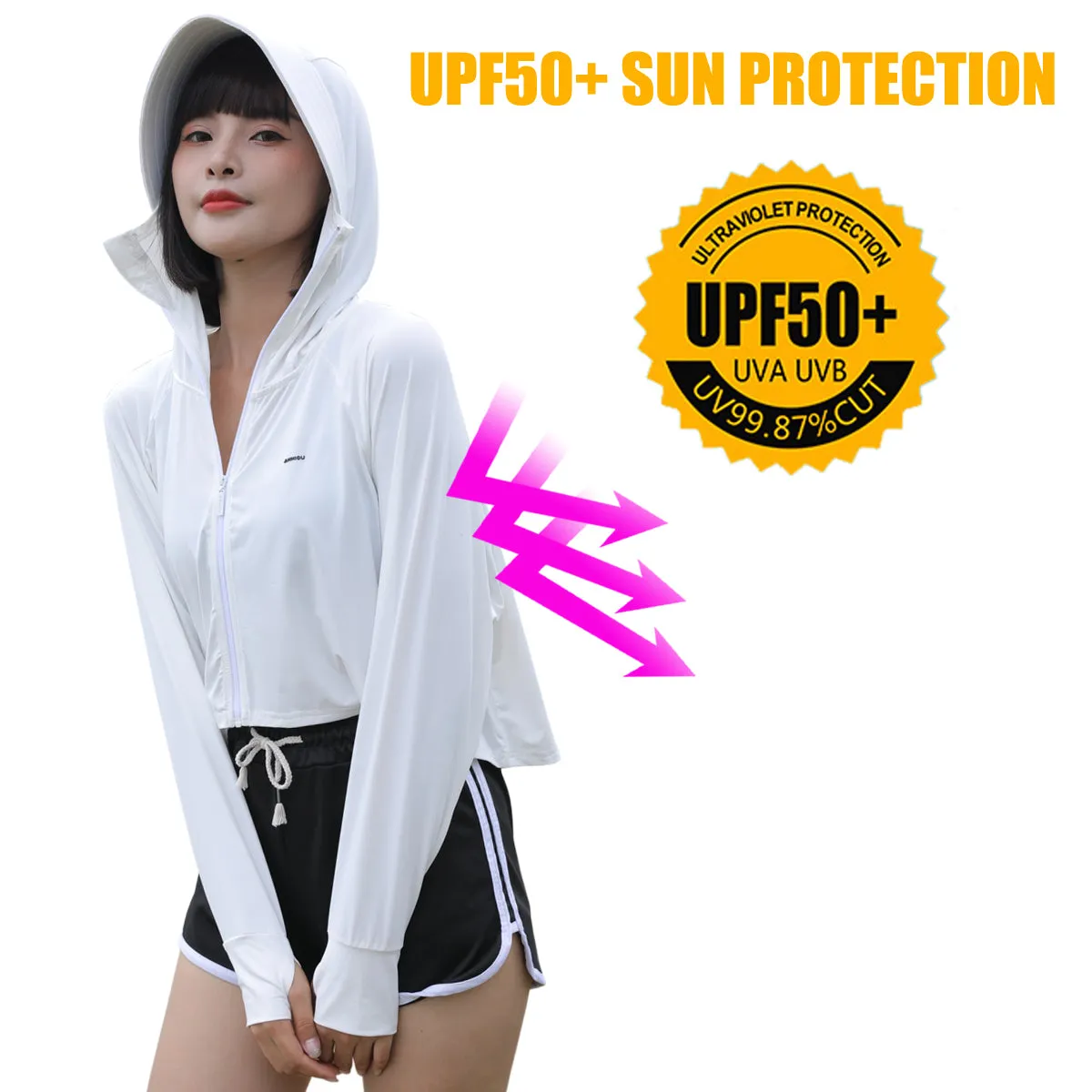 Women's Hooded UV UPF50  Sun Protection Jacket